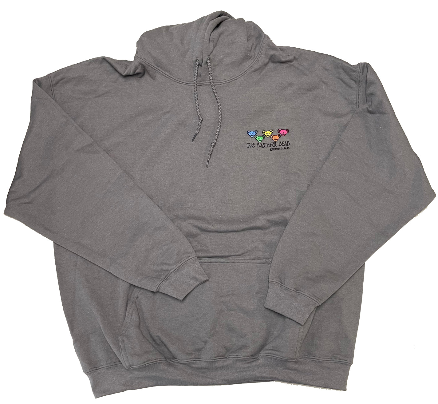 Grateful Dead Hoodie Embroidered Bears Chest Print Grey Hoodie