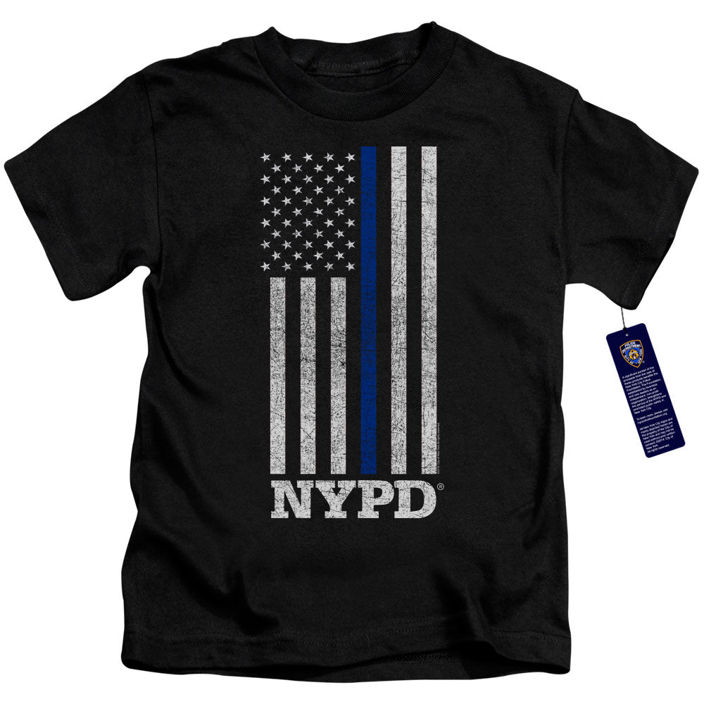 NYPD Boys T-Shirt Thin Blue Line American Flag Black Tee