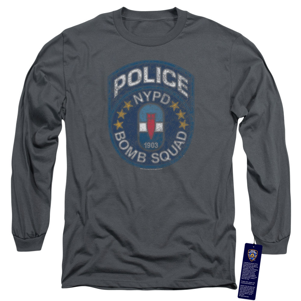 NYPD Long Sleeve T-Shirt Police Bomb Squad Charcoal Tee