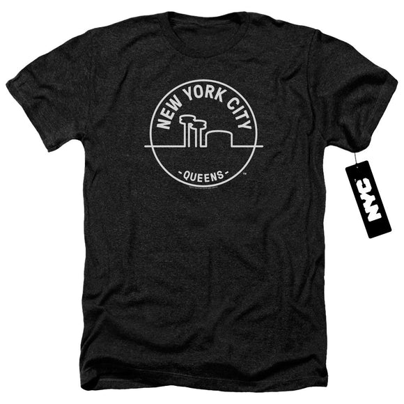 NYC Heather T-Shirt New York City Queens Black Tee