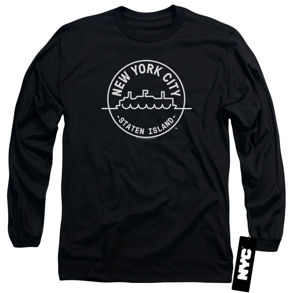 NYC Long Sleeve T-Shirt New York City Staten Island Black Tee