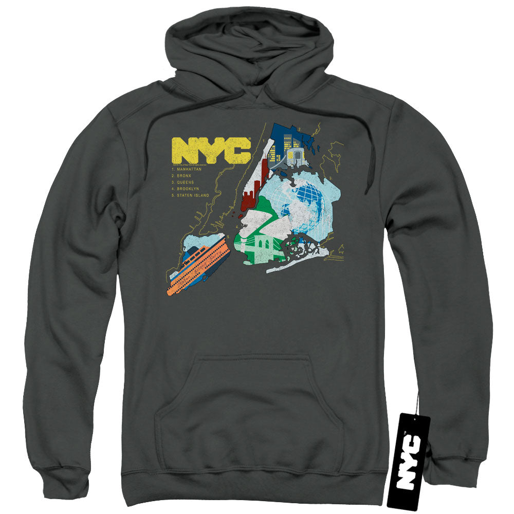 NYC Hoodie Five Boroughs Charcoal Hoody