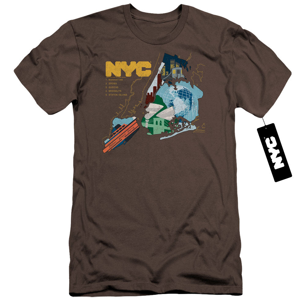 NYC Premium Canvas T-Shirt Five Boroughs Charcoal Tee