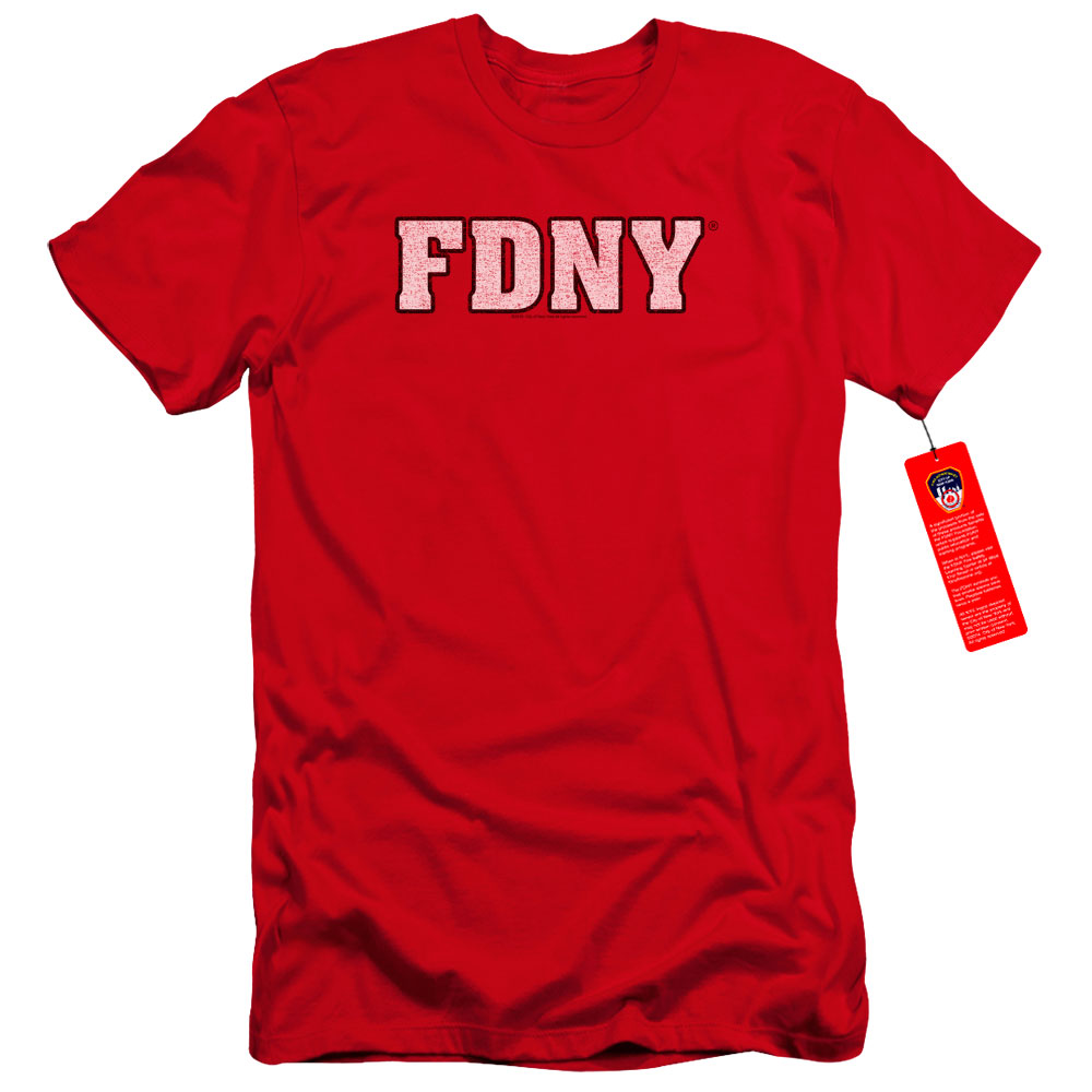 FDNY Premium Canvas T-Shirt New York Fire Dept Logo Red Tee