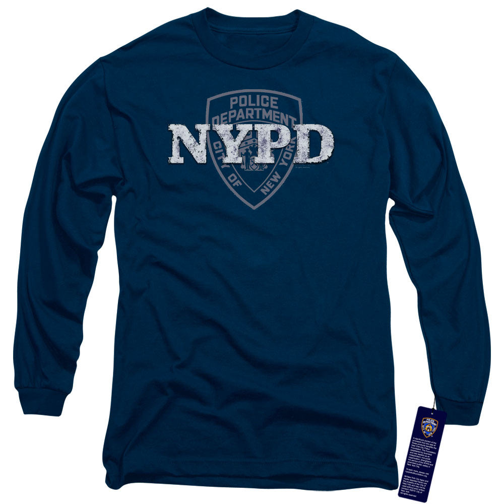 NYPD Long Sleeve T-Shirt New York Police Dept Logo Navy Blue Tee