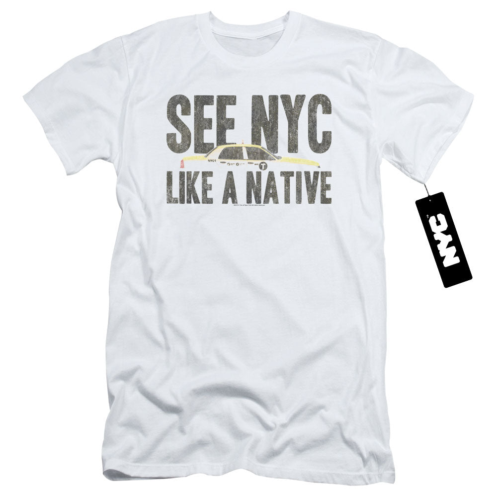 NYC Slim Fit T-Shirt New York City Like A Native Taxi White Tee