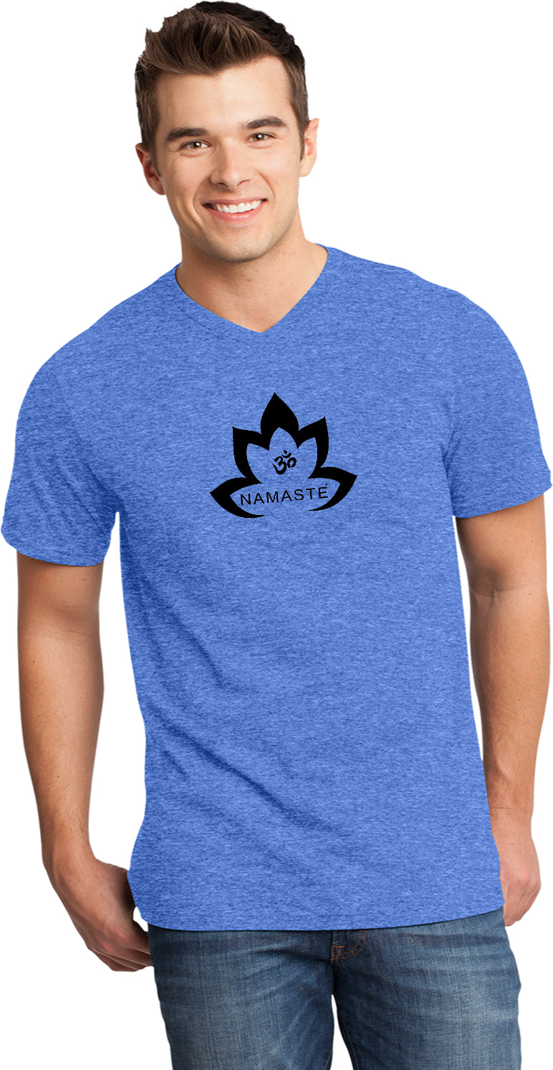 Black Namaste Lotus Important V-neck Yoga Tee Shirt
