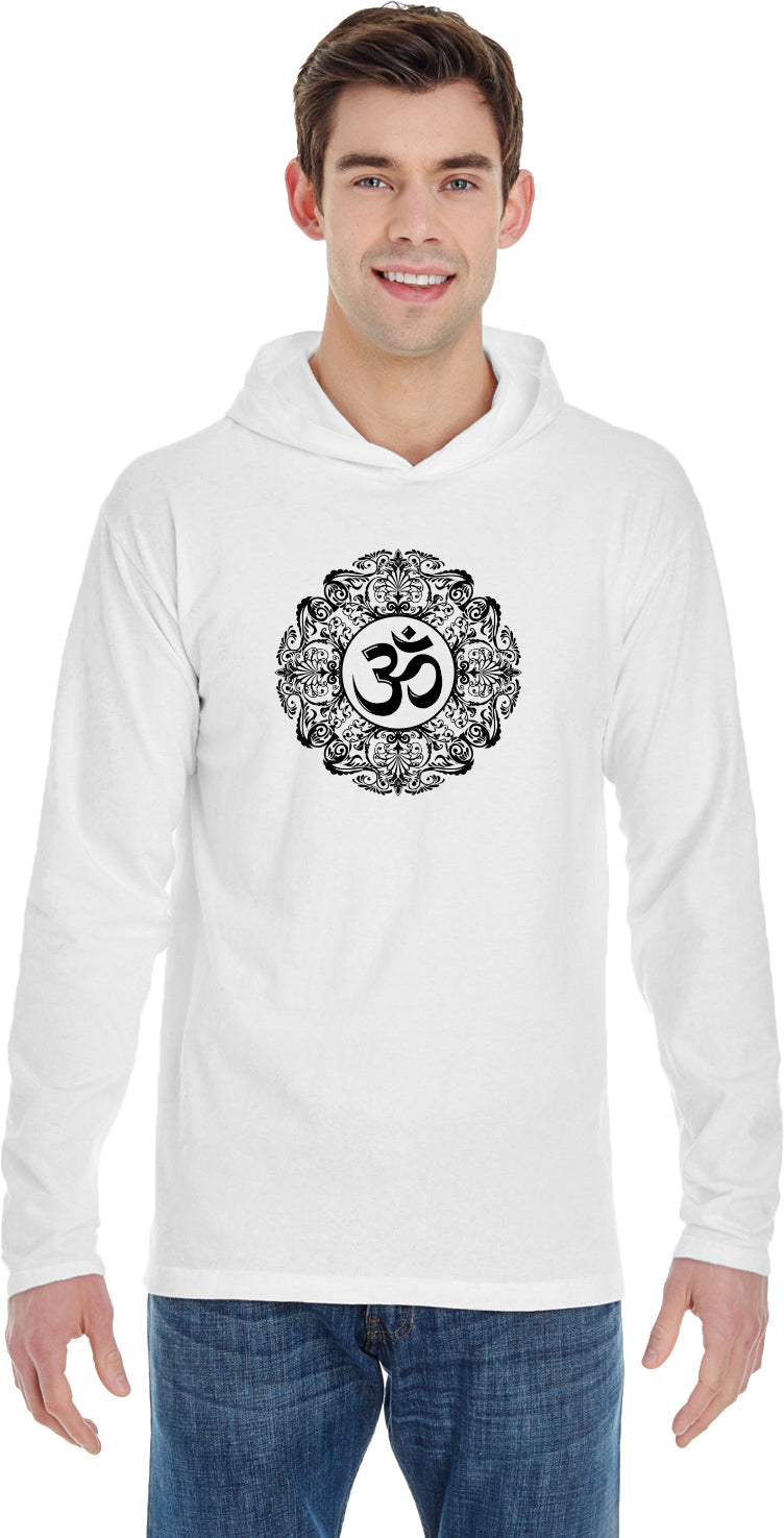 Black Ornate OM Heavyweight Pigment Hoodie Yoga Tee Shirt