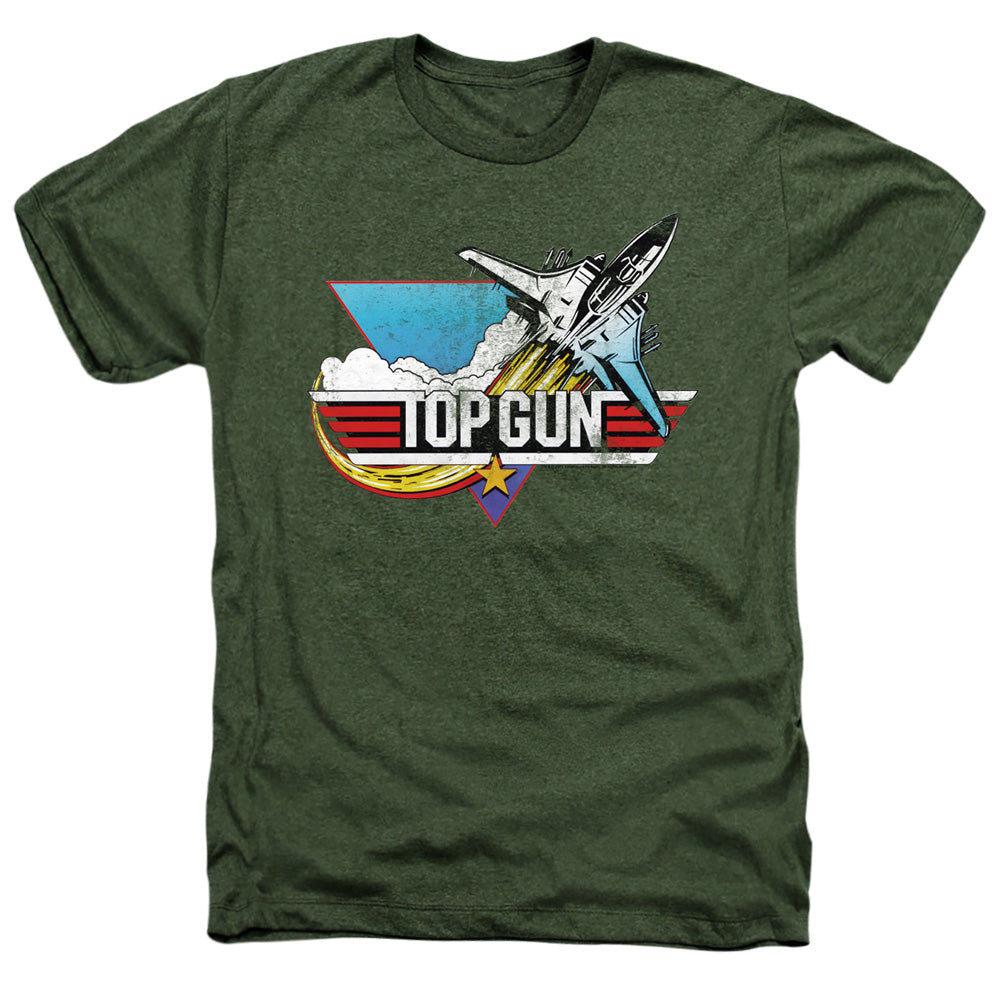 Top Gun Heather T-Shirt Vintage Logo Military Tee