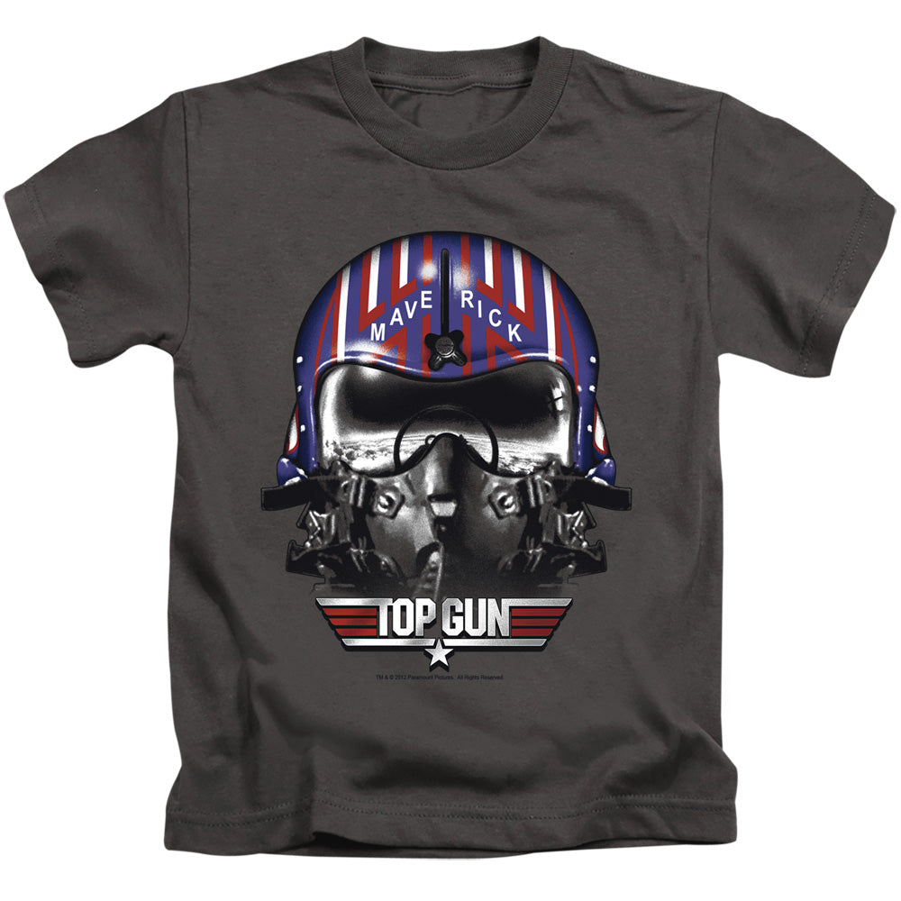 Top Gun Boys T-Shirt Maverick Helmet Charcoal Tee