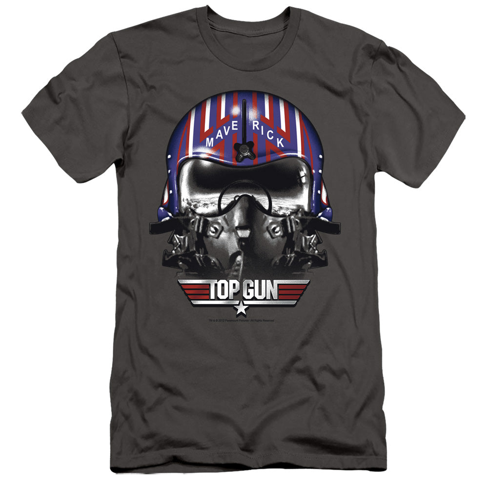 Top Gun Slim Fit T-Shirt Maverick Helmet Charcoal Tee