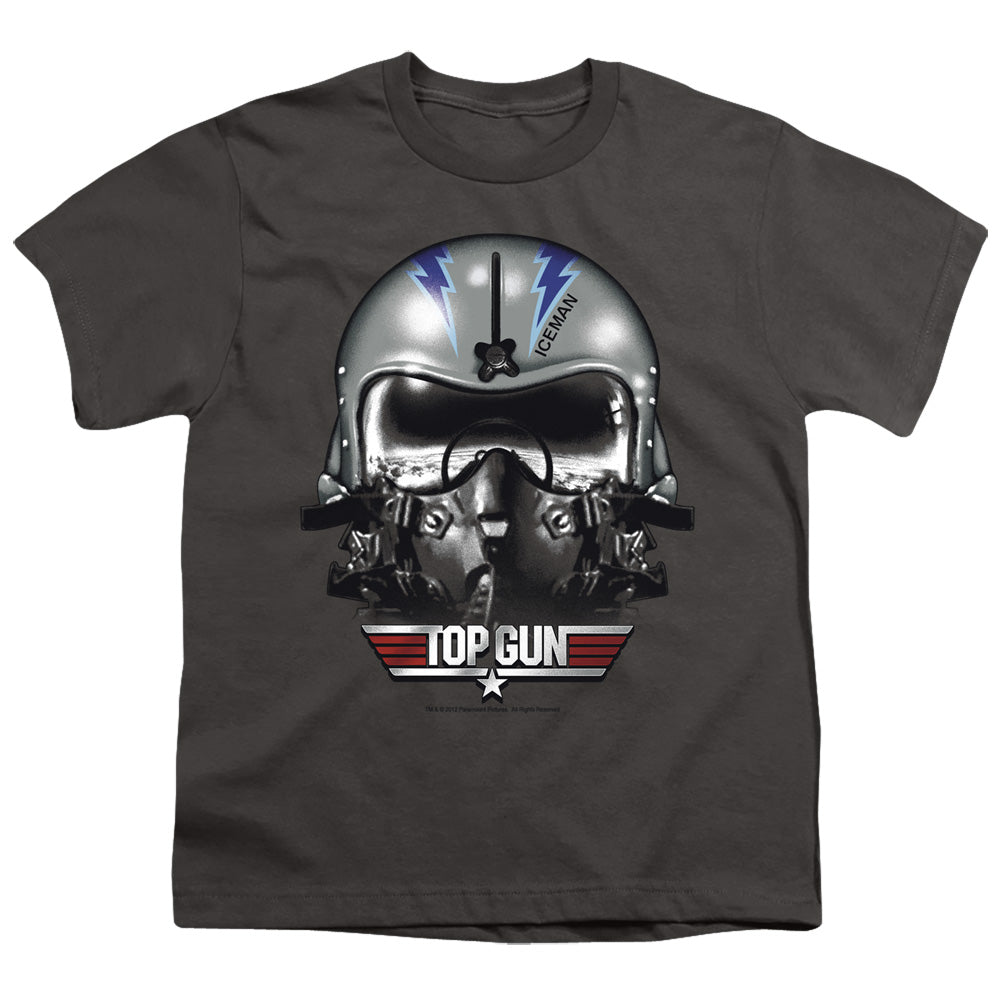 Top Gun Kids T-Shirt Iceman Helmet Charcoal Tee