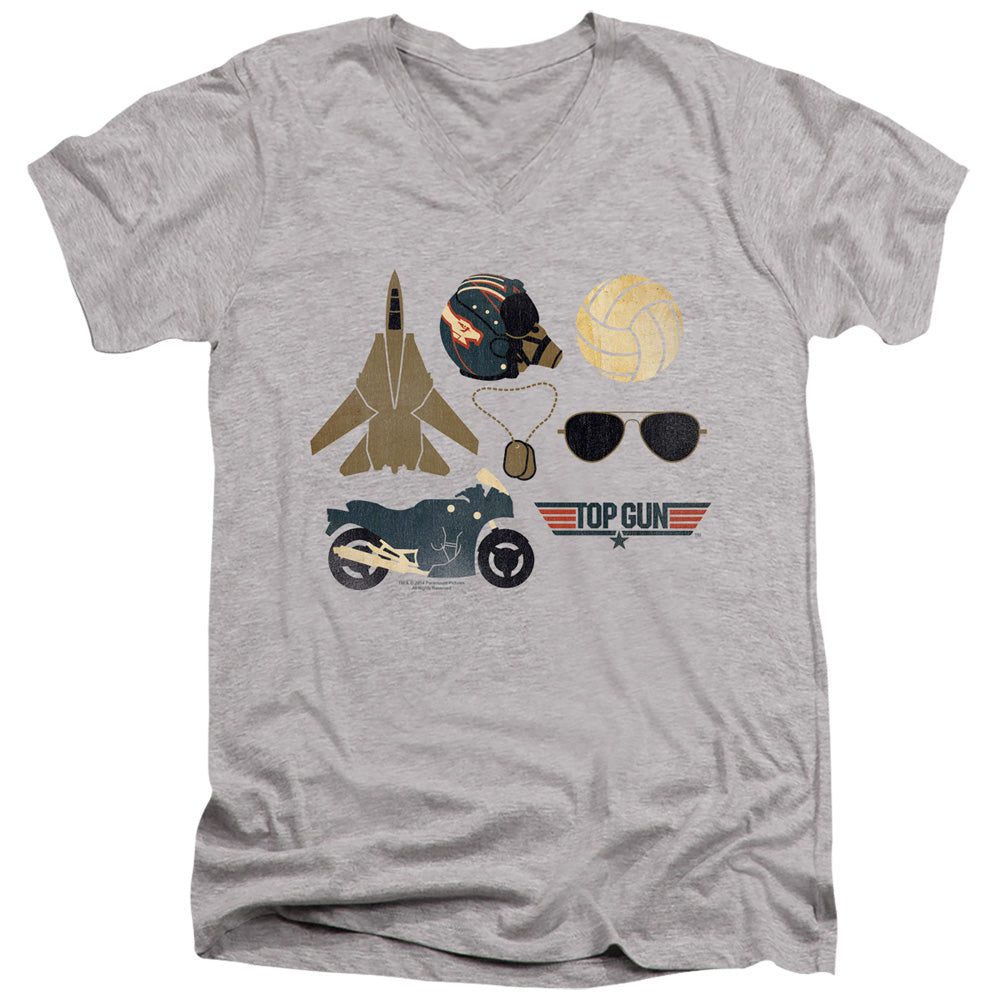 Top Gun Slim Fit V-Neck T-Shirt Maverick Items Heather Tee