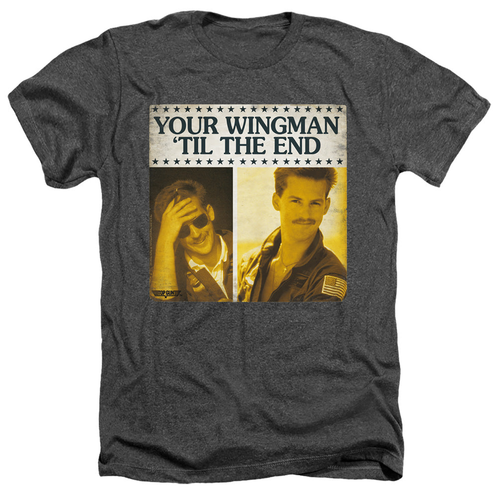 Top Gun Heather T-Shirt Wingman 'Til The End Charcoal Tee