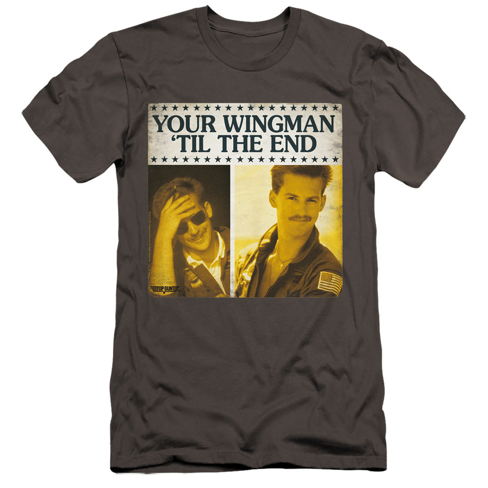 Top Gun Premium Canvas T-Shirt Wingman 'Til The End Charcoal Tee