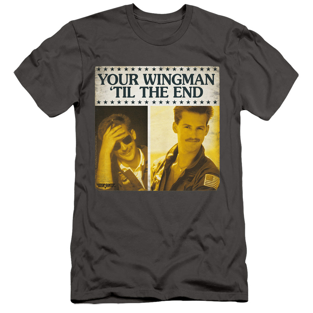 Top Gun Slim Fit T-Shirt Wingman 'Til The End Charcoal Tee