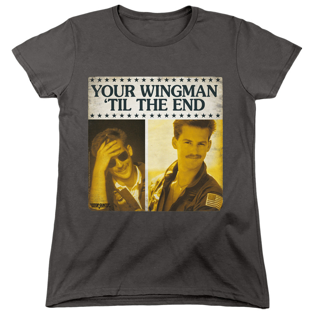 Top Gun Womens T-Shirt Wingman 'Til The End Charcoal Tee