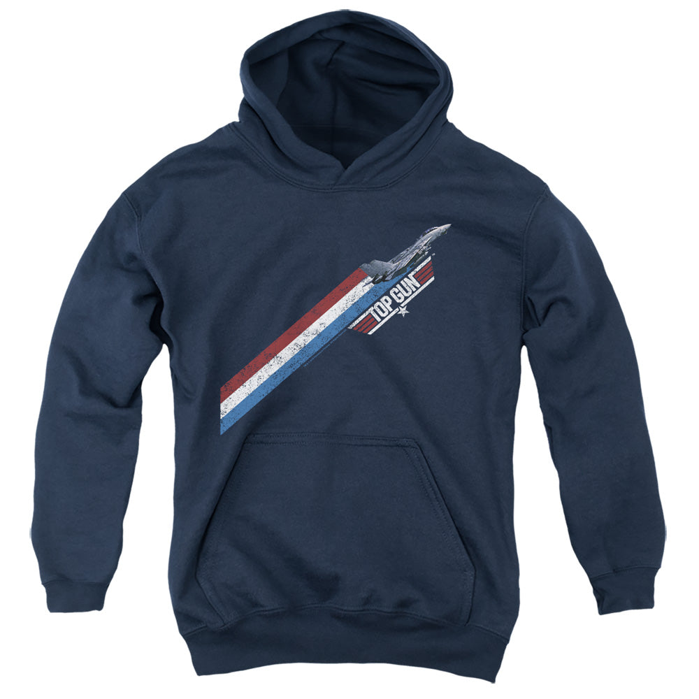 Top Gun Kids Hoodie Red White Blue Stripes Navy Hoody