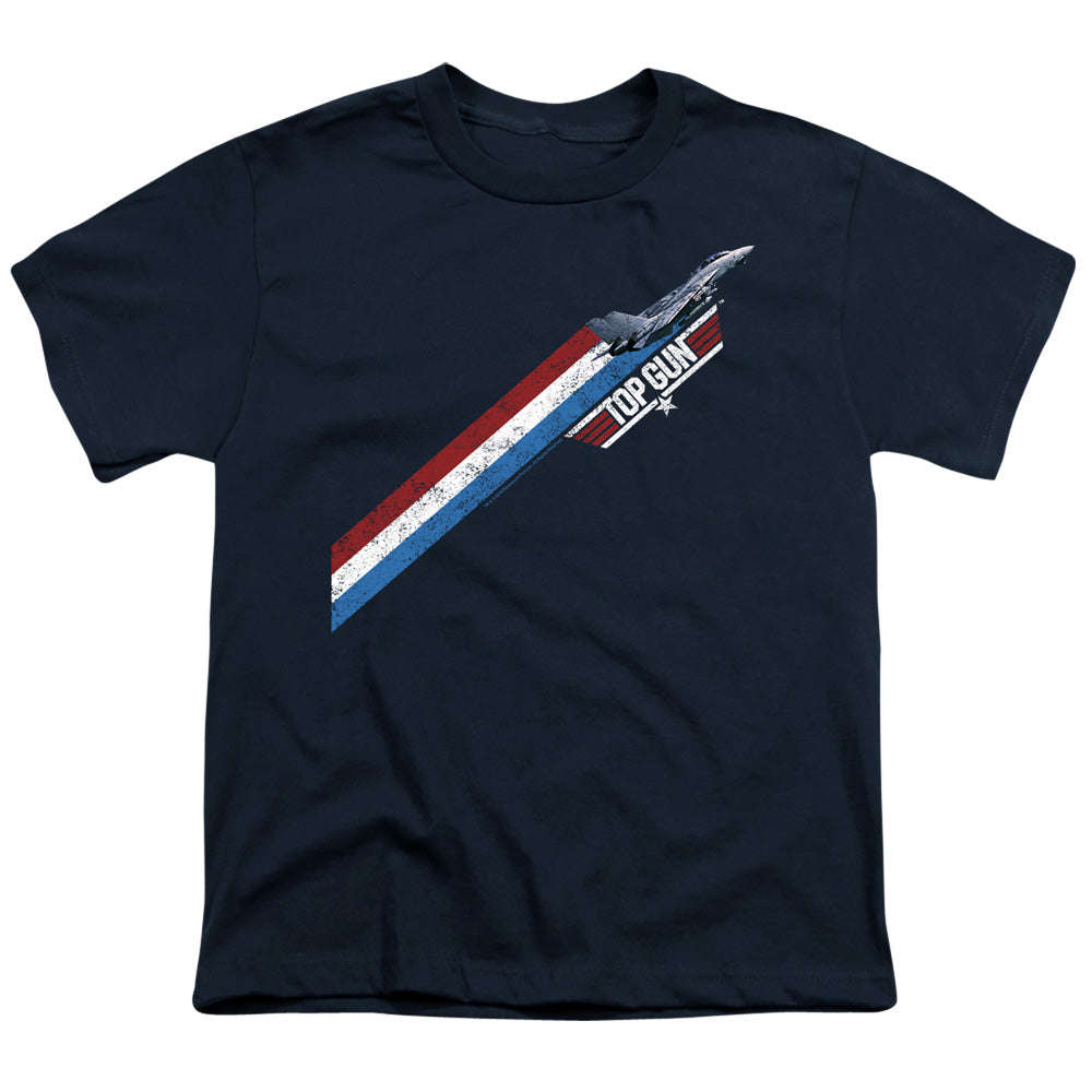 Top Gun Kids T-Shirt Red White Blue Stripes Navy Tee