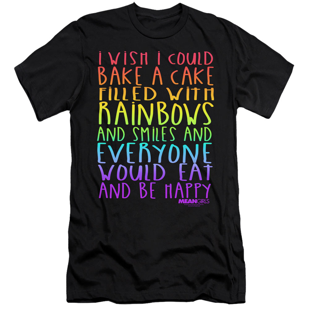 Mean Girls Premium Canvas T-Shirt Rainbows and Cake Black Tee