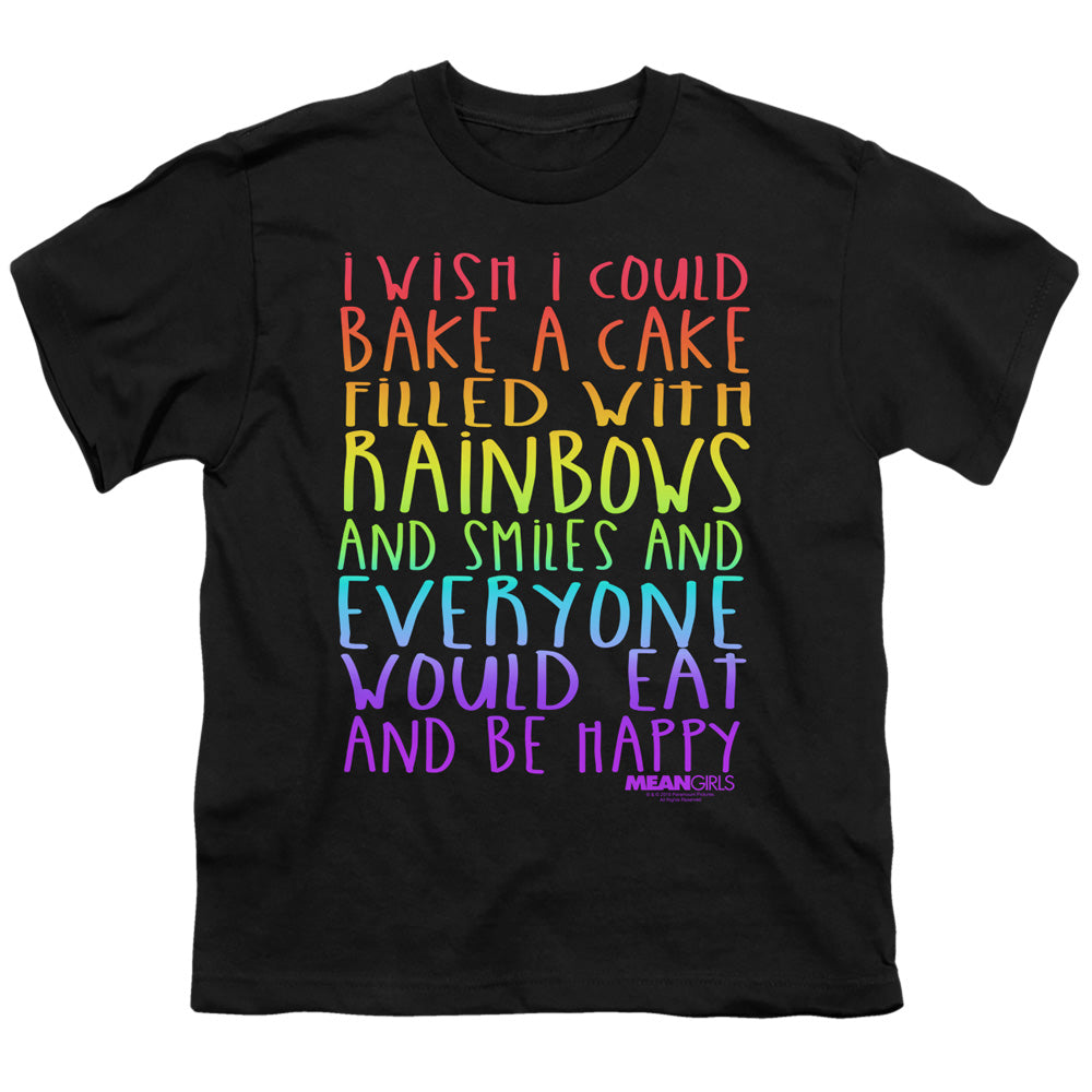 Mean Girls Kids T-Shirt Rainbows and Cake Black Tee