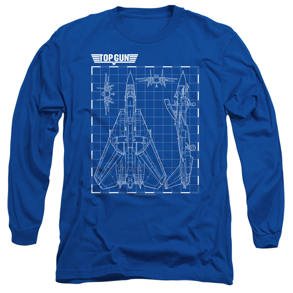 Top Gun Long Sleeve T-Shirt Schematic F-14 Tomcat Royal Tee