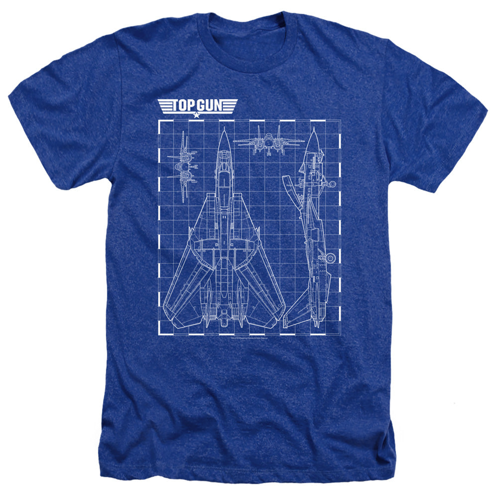 Top Gun Heather T-Shirt Schematic F-14 Tomcat Royal Tee