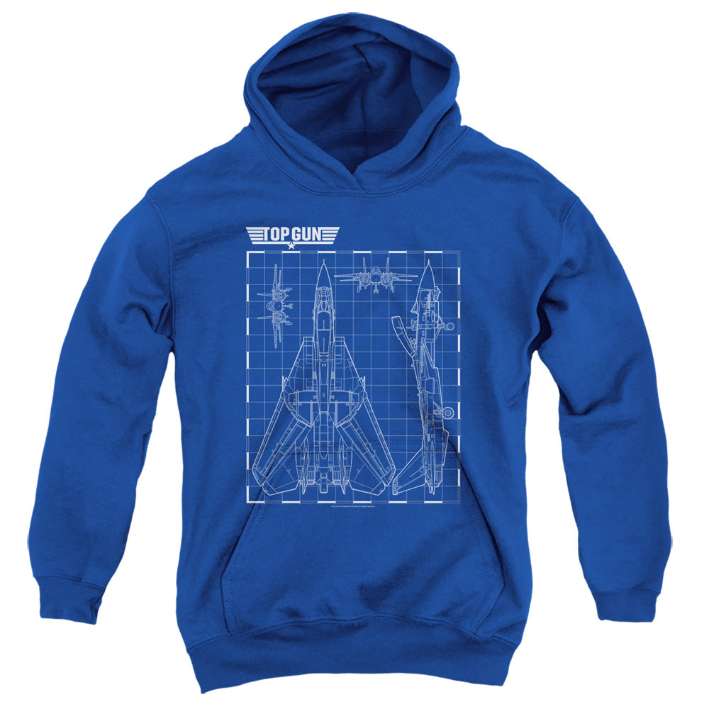 Top Gun Kids Hoodie Schematic F-14 Tomcat Royal Hoody