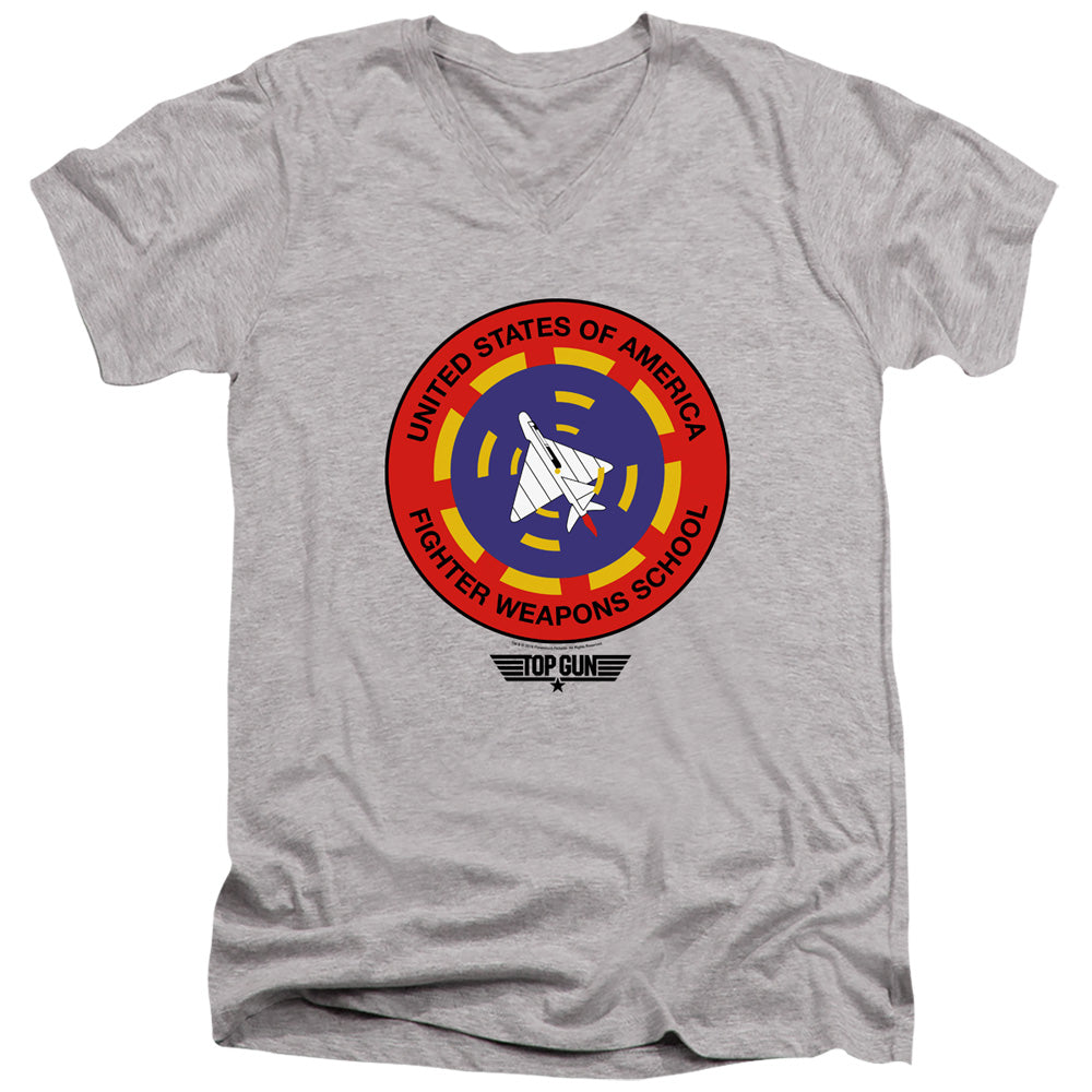 Top Gun Slim Fit V-Neck T-Shirt Fighter Weapons School Heather Tee