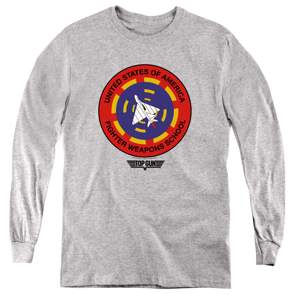 Top Gun Kids Long Sleeve Shirt Fighter Weapons School Heather Tee