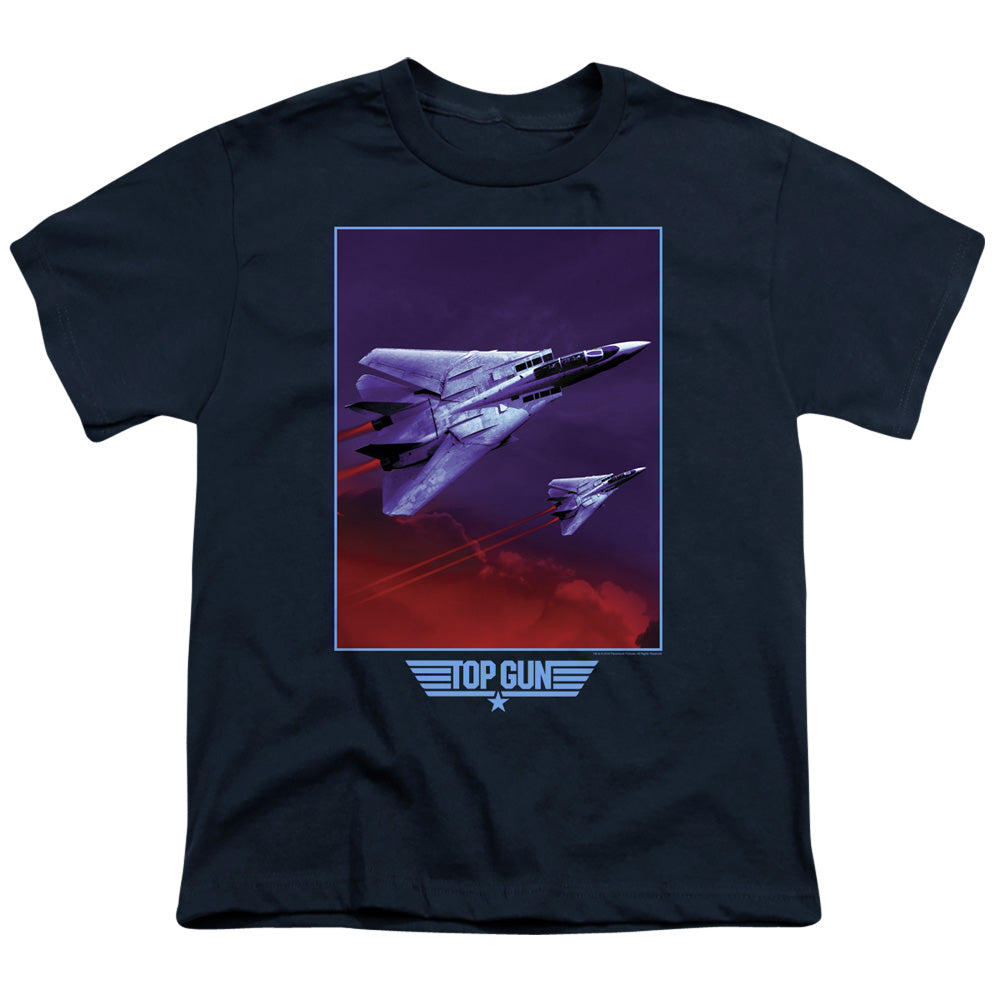 Top Gun Kids T-Shirt F 14 Tomcat in Clouds Navy Tee