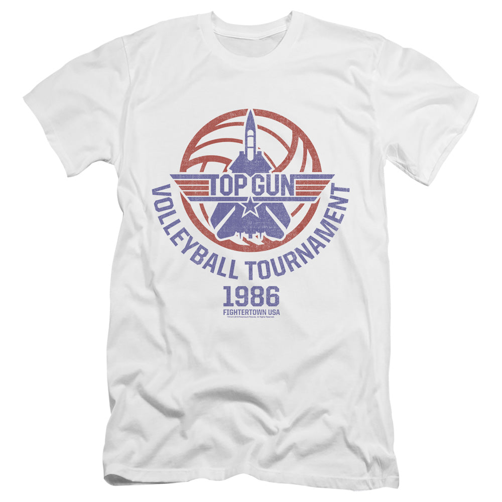 Top Gun Slim Fit T-Shirt Volleyball Tournament White Tee