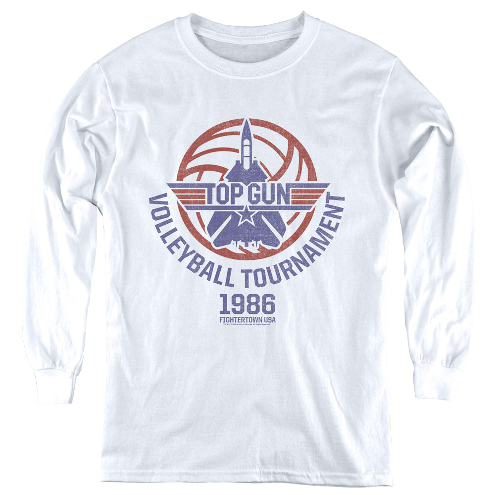 Top Gun Kids Long Sleeve Shirt Volleyball Tournament White Tee