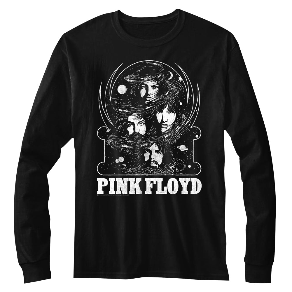 Pink Floyd Long Sleeve T-Shirt Head Shots in the Galaxy Black Tee