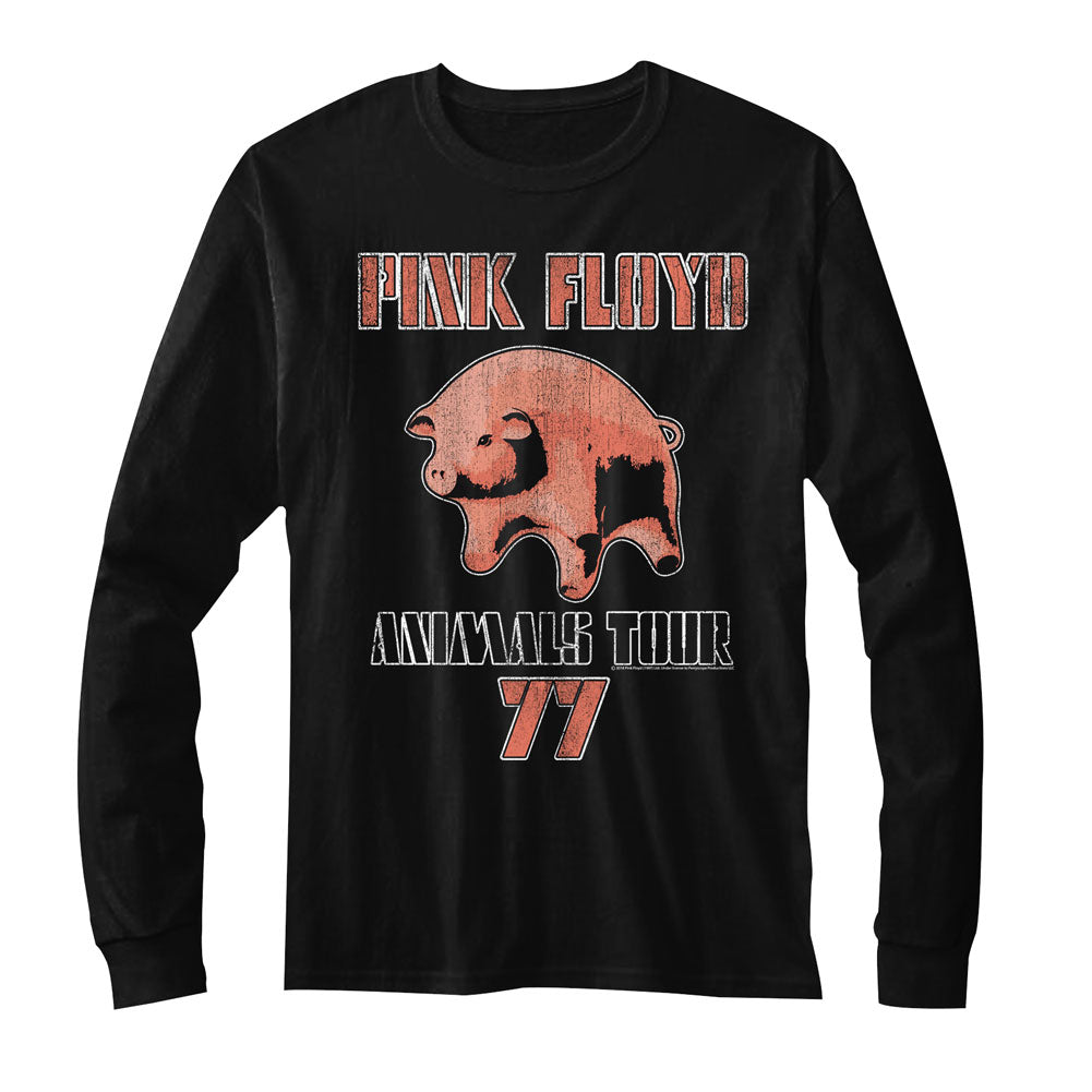 Pink Floyd Long Sleeve T-Shirt Animals Tour 77 Black Tee