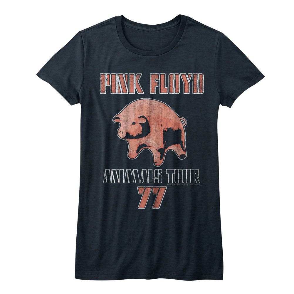 Pink Floyd Juniors T-Shirt Animals Tour 77 Navy Heather Tee