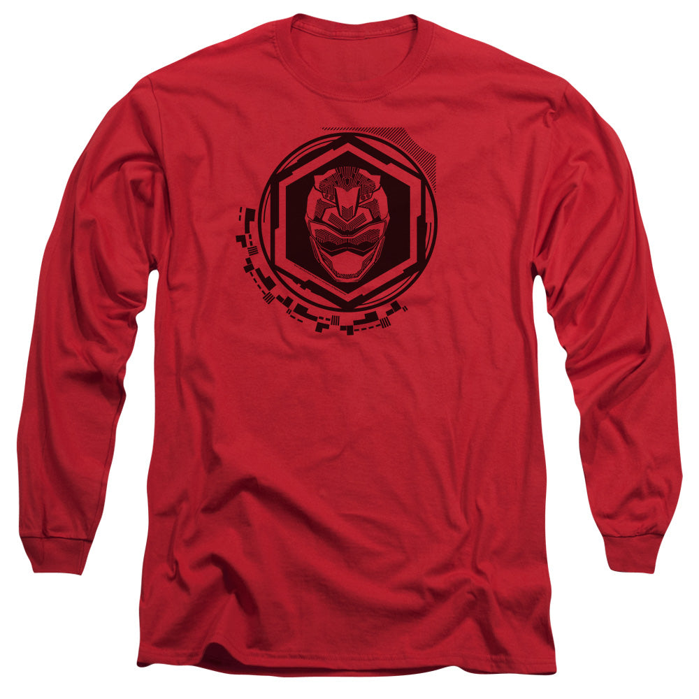 Power Rangers Long Sleeve T-Shirt Red Ranger Helmet Red Tee