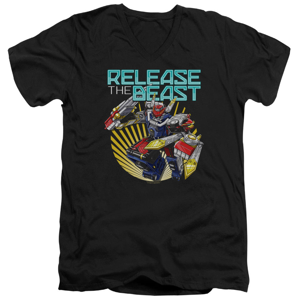 Power Rangers Slim Fit V-Neck T-Shirt Release the Beast Black Tee