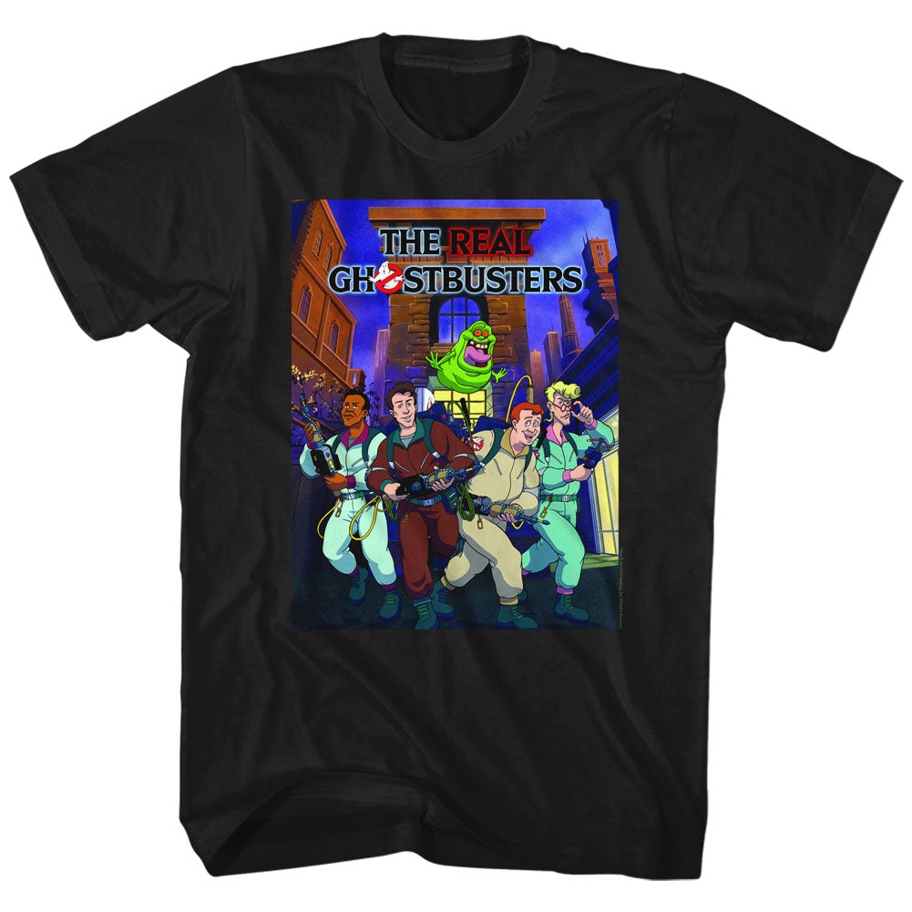 The Real Ghostbusters Tall T-Shirt Poster Black Tee