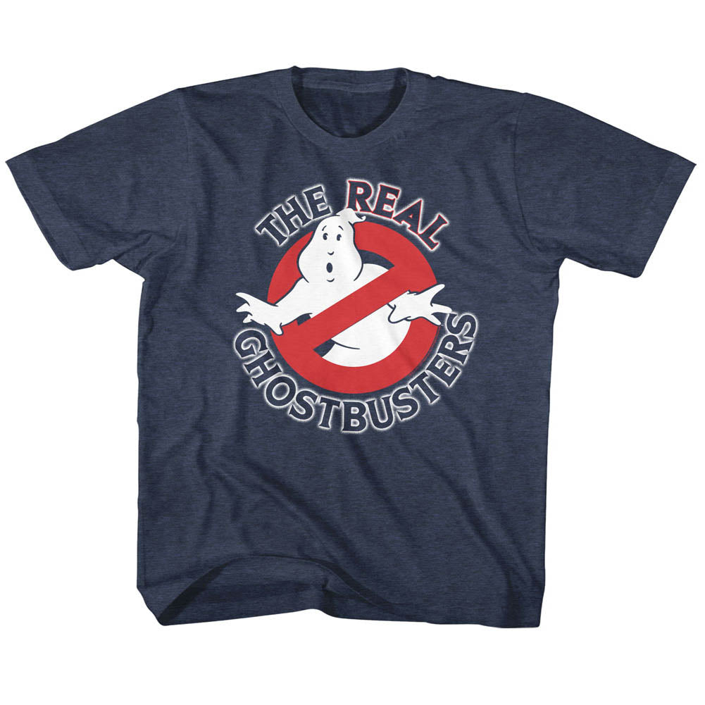 The Real Ghostbusters Kids T-Shirt No Ghost Logo Navy Heather Tee