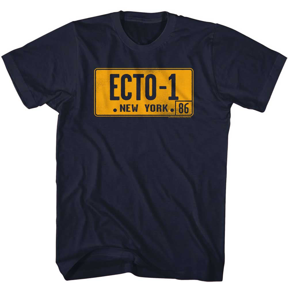 The Real Ghostbusters T-Shirt Ecto 1 License Plate Navy Tee