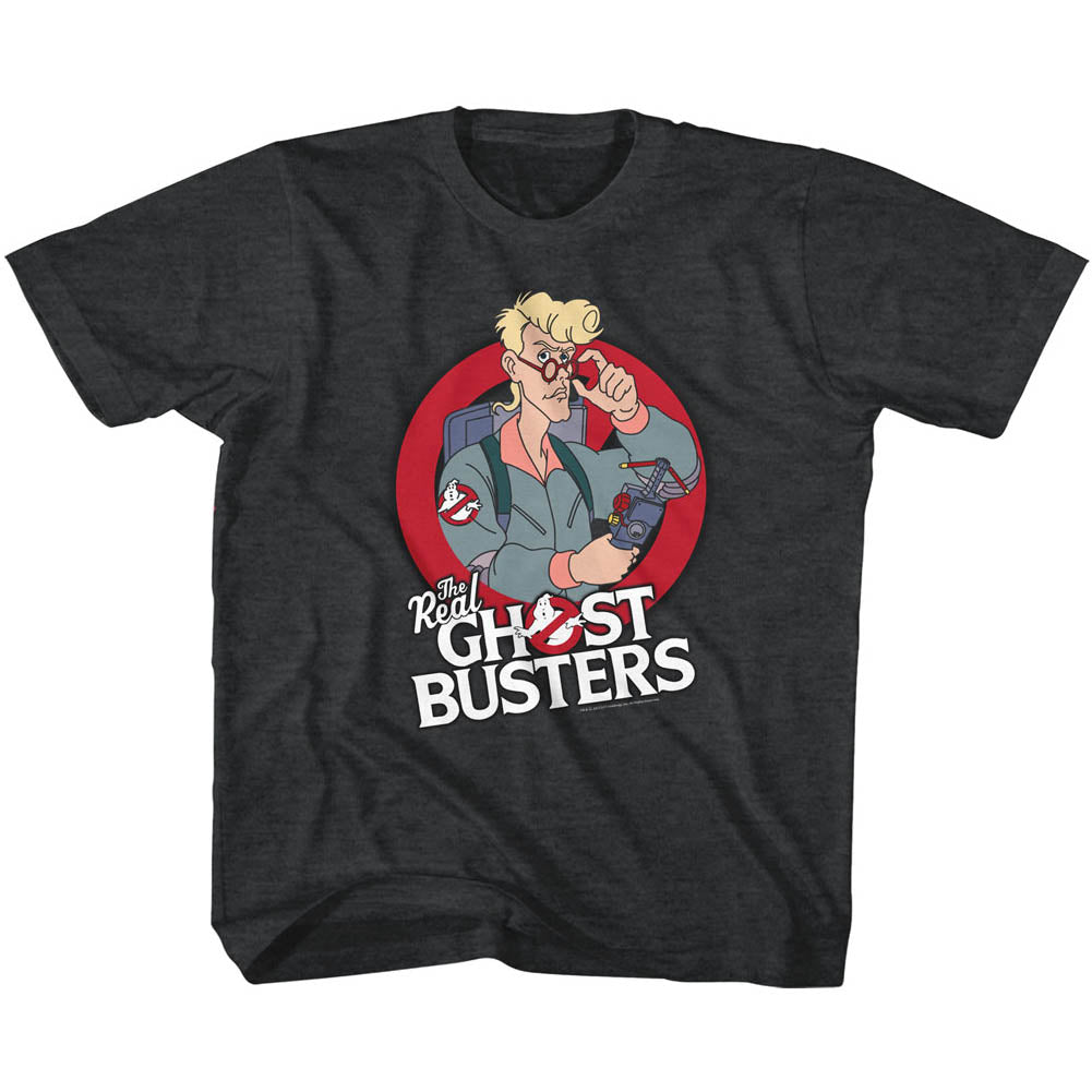 The Real Ghostbusters Kids T-Shirt Egon Spengler Black Heather Tee