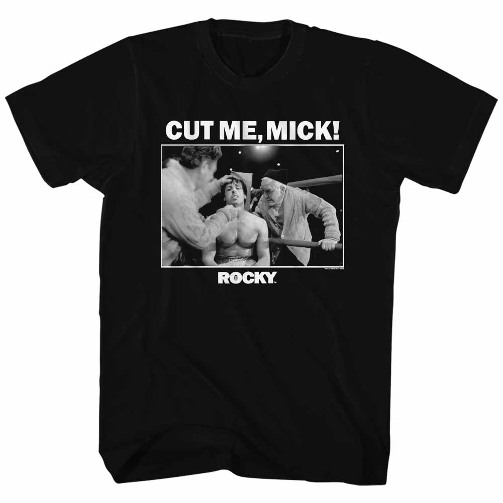 Rocky Tall T-Shirt Cut Me Mick Portrait Black Tee