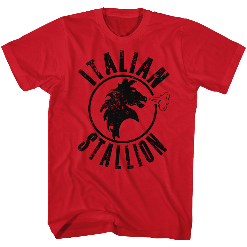 Rocky Tall T-Shirt Distressed Black Italian Stallion Red Tee