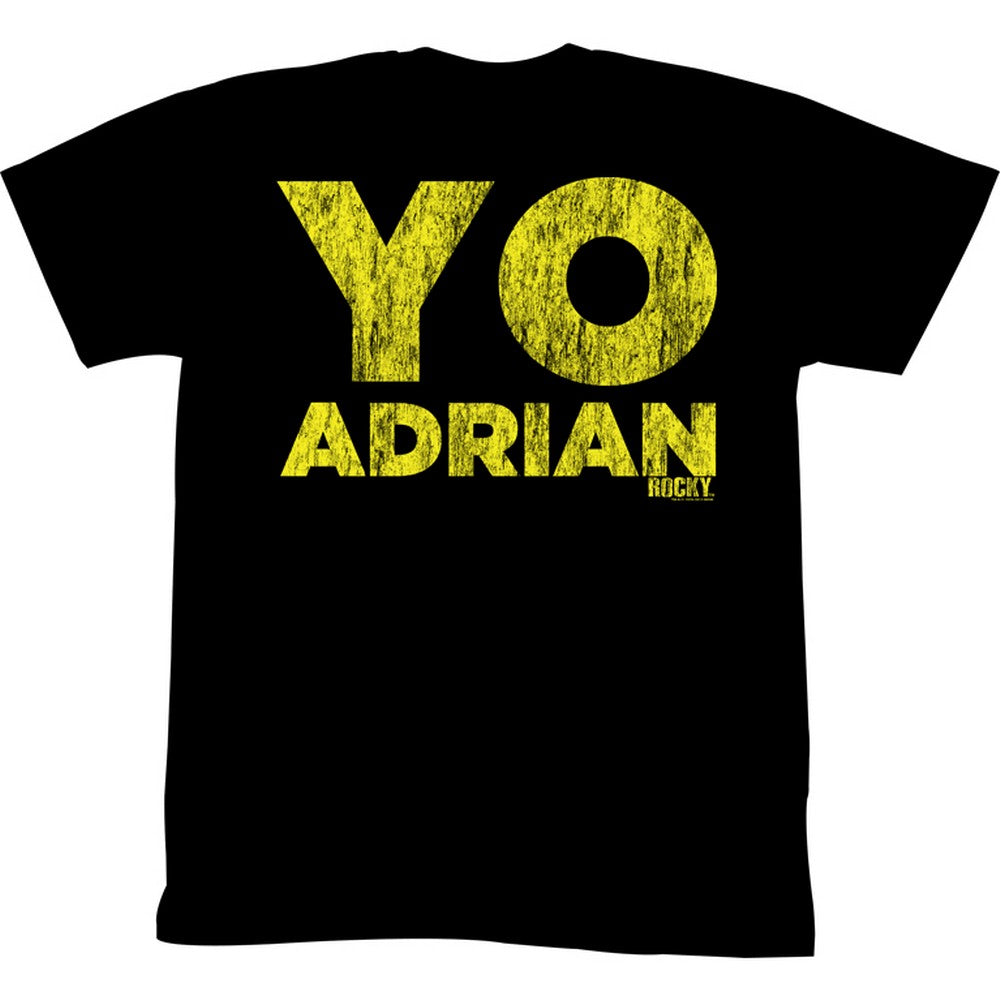 Rocky T-Shirt Distressed Yellow YO ADRIAN Black Tee