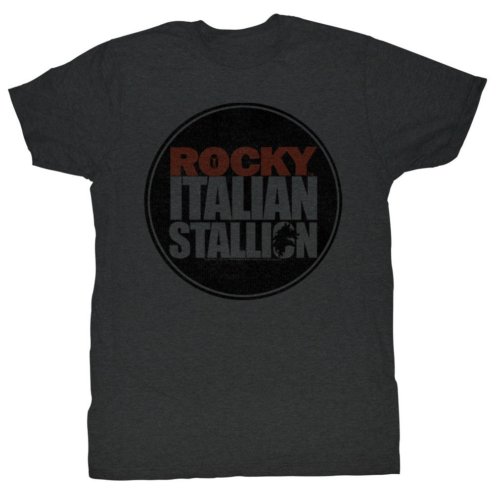 Rocky Tall T-Shirt Italian Stallion Circle Logo Black Heather Tee