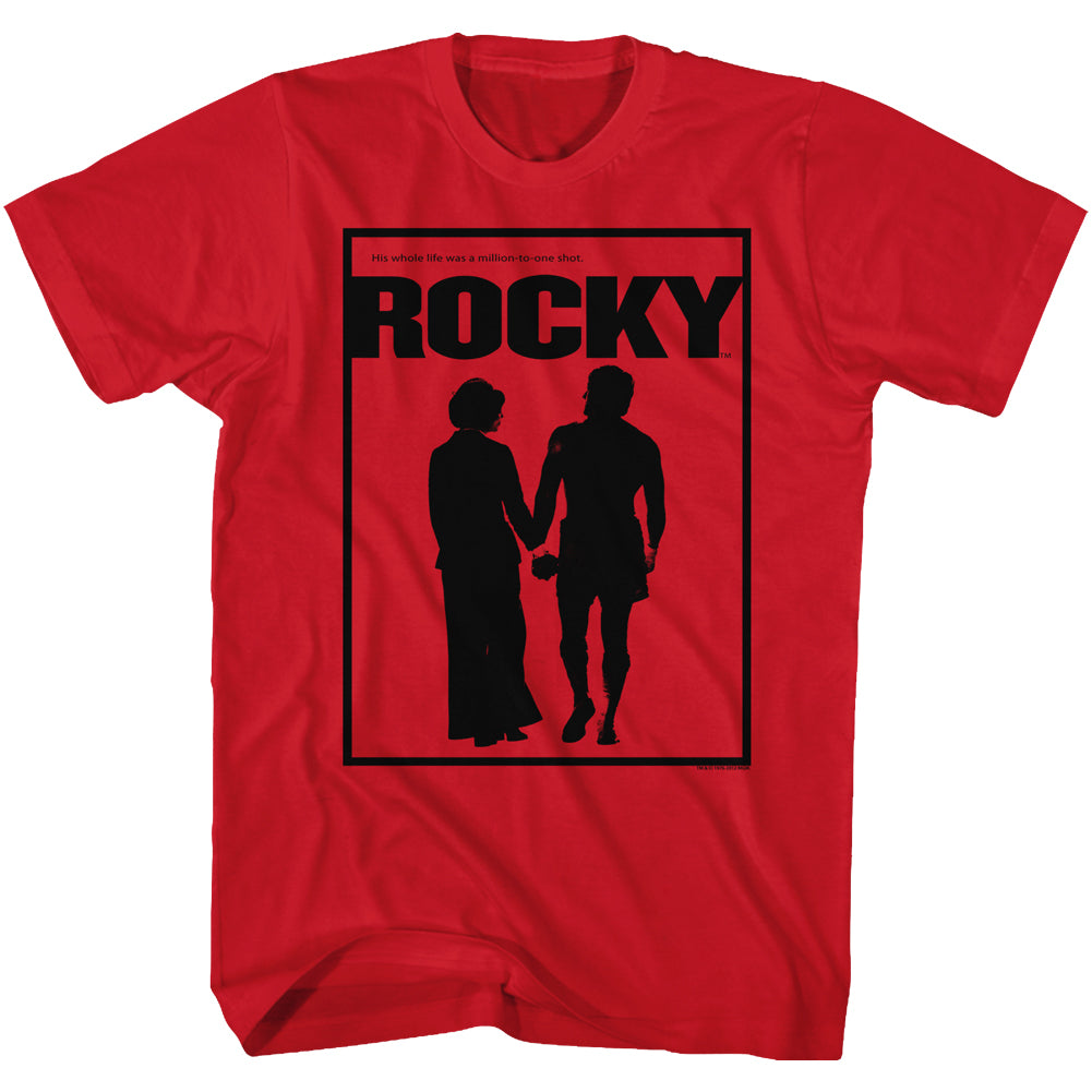 Rocky Tall T-Shirt Adrian Holiding Hands Silhouette Red Tee