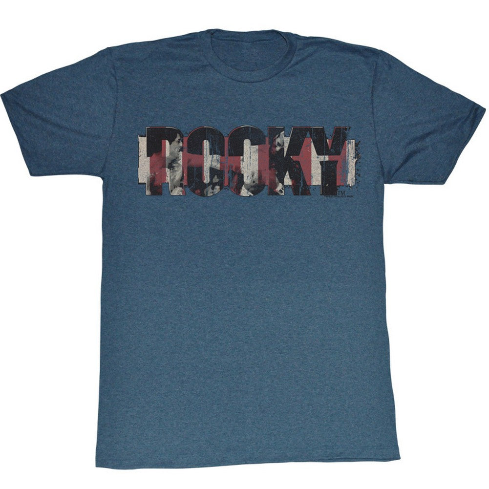Rocky T-Shirt Distressed Logo Clubber Lang KO Navy Heather Tee