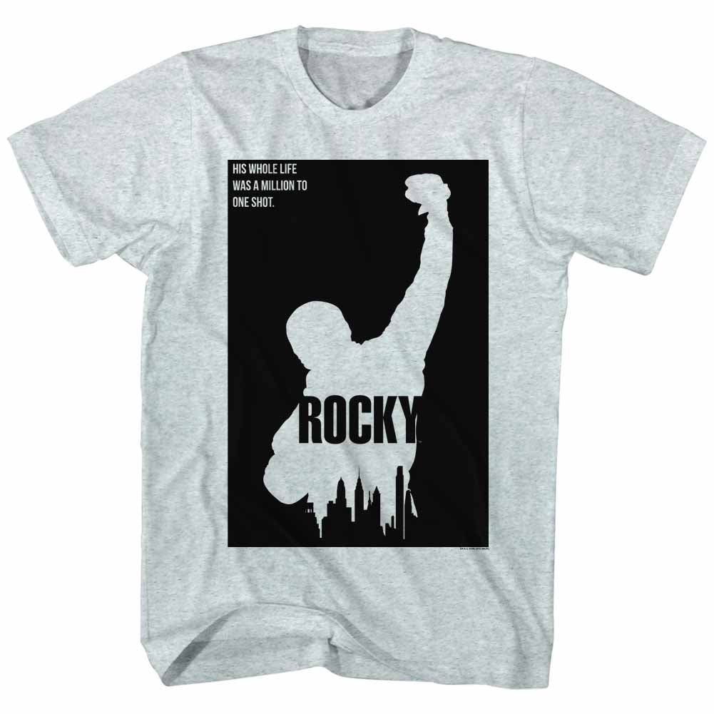 Rocky T-Shirt Silhouette With City Skyline Gray Heather Tee