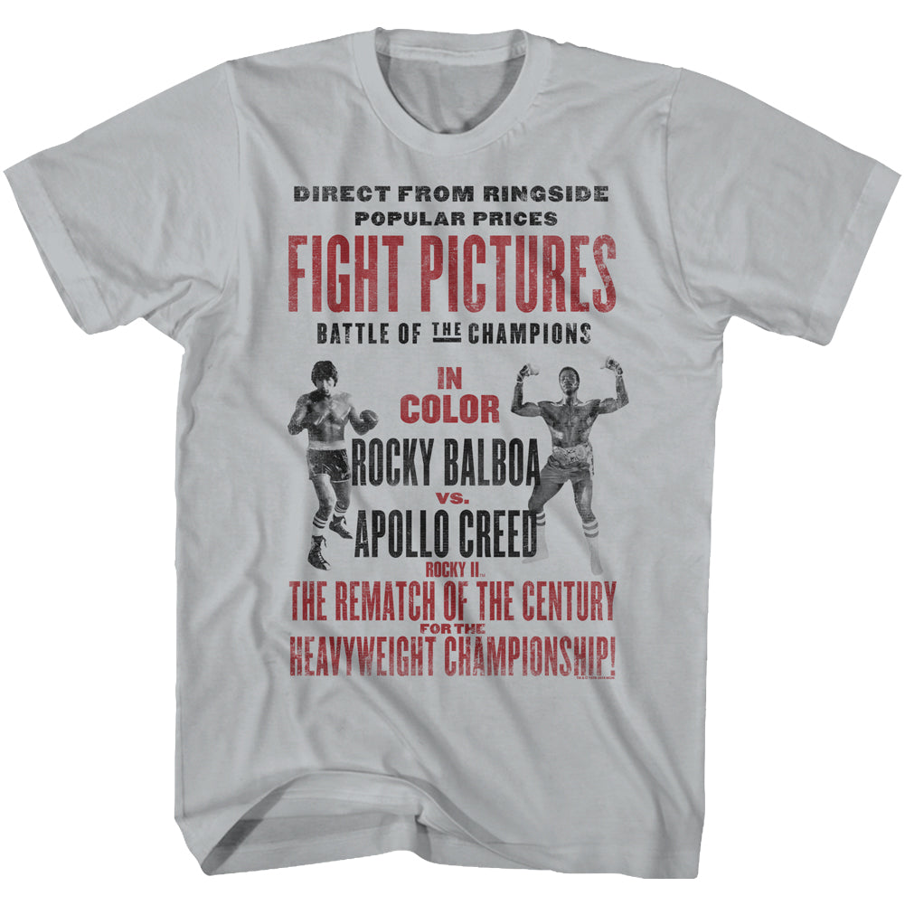 Rocky T-Shirt Rematch Of The Century In Color Poster Silver Tee